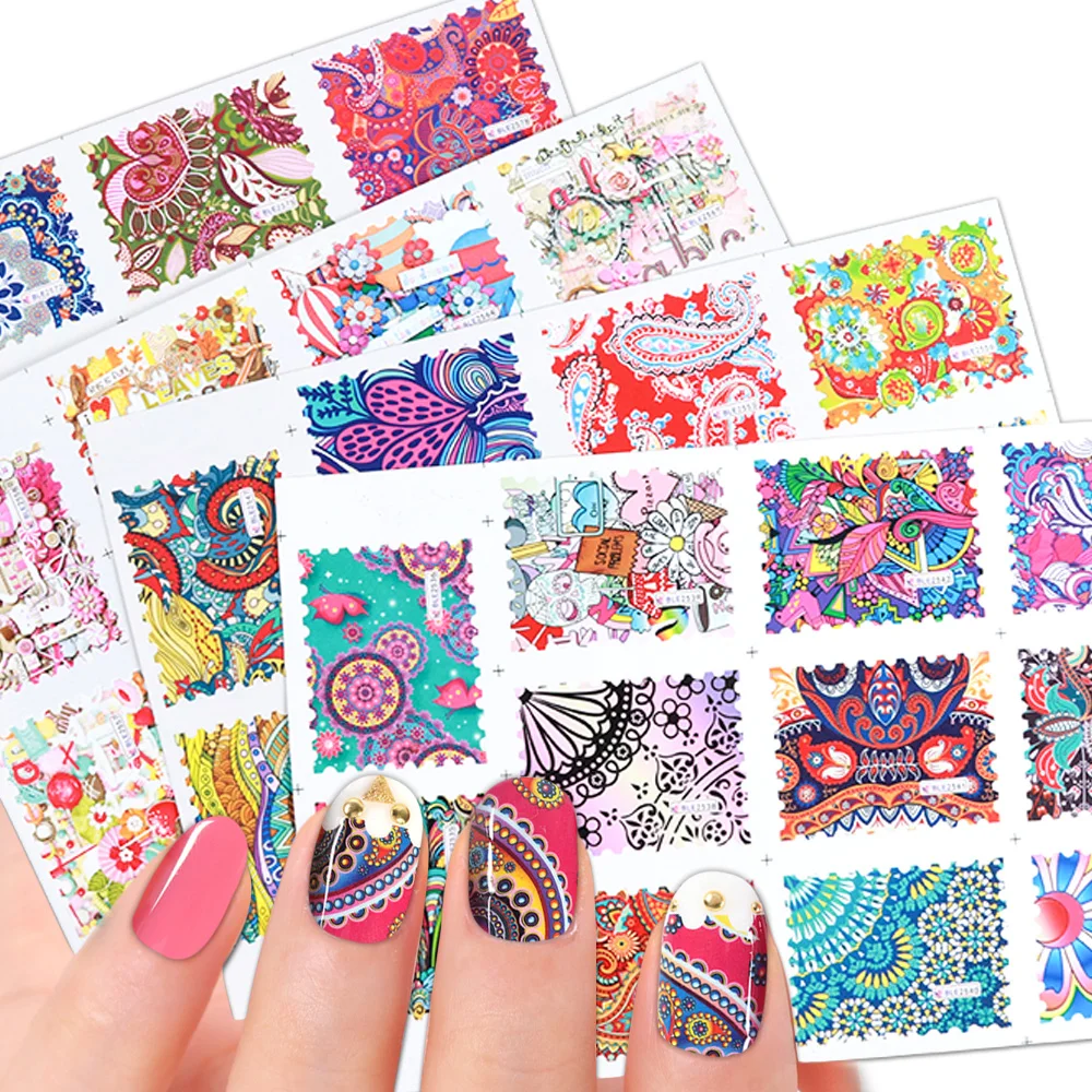 

44pcs Water Transfer Nail Stickers Set Floral Lace Pattern Nails Art Decals Designs Wraps Sliders Manicure Decor TRBLE2535-2578