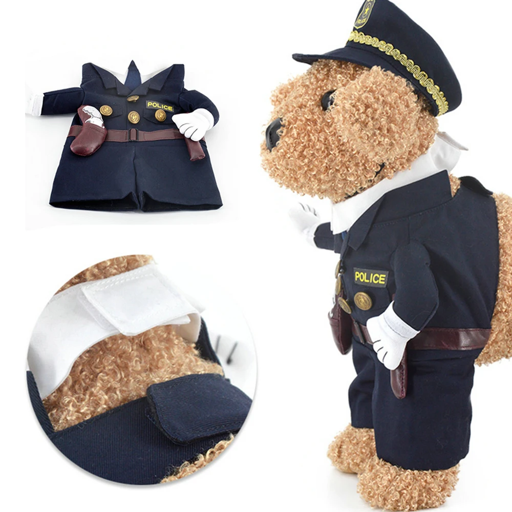 Pet Cat костюм для щенка одежда полицейская форма шляпа одежда для Хэллоуина Милая Ropa Para Perros Hondenkleding одежда собаки