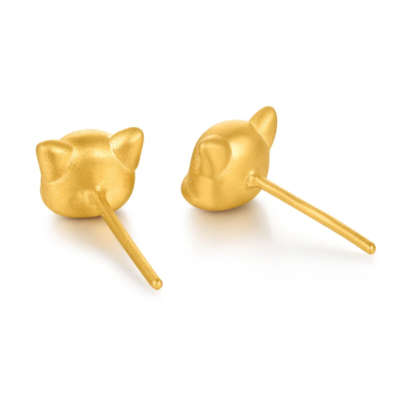 3D 999 24 k серьги из желтого золота Для женщин модные серьги-гвоздики в виде собаки