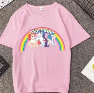 Rainbow Unicorn футболка Новинки для женщин короткий рукав o образным вырезом Летние