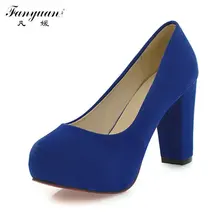 New Arrivals 2017 Fashion Shallow Thick High Heels Round Toe High Heels Platform Pumps Shoes Sexy Buckle Strap Pumps Hot Sale