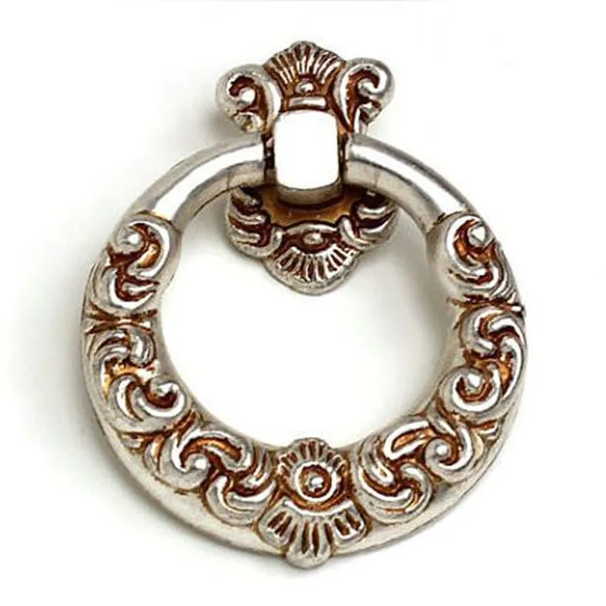 Rustico vintage furniture knobs antique silver shaky drop rings drawer