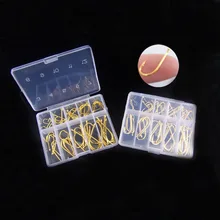 500 шт. Углеродные 10 различных размеров Золотой Baitholder рыболовные крючки инструмент с коробкой Kiz