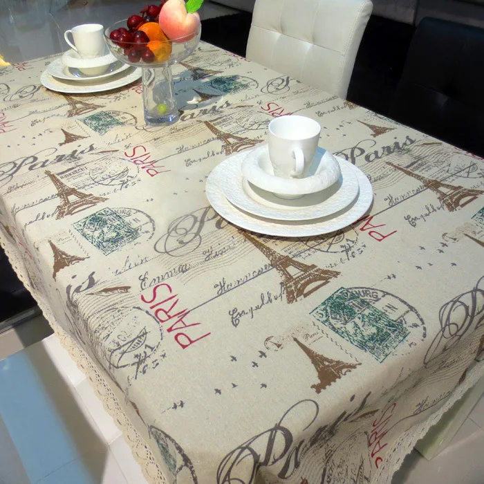 

European Tower Print Decorative Table Cloth Cotton Tablecloth Dining Table Cover For Kitchen Home Decor