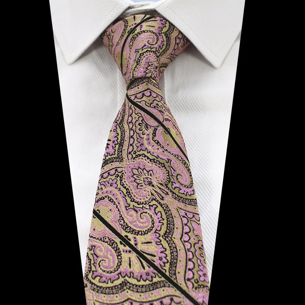 

GUSLESON New Fashion Quality 8cm Men Tie Striped Necktie For Men Jacquard Woven Silk Tie Corbatas Hombre Suit For Wedding Party
