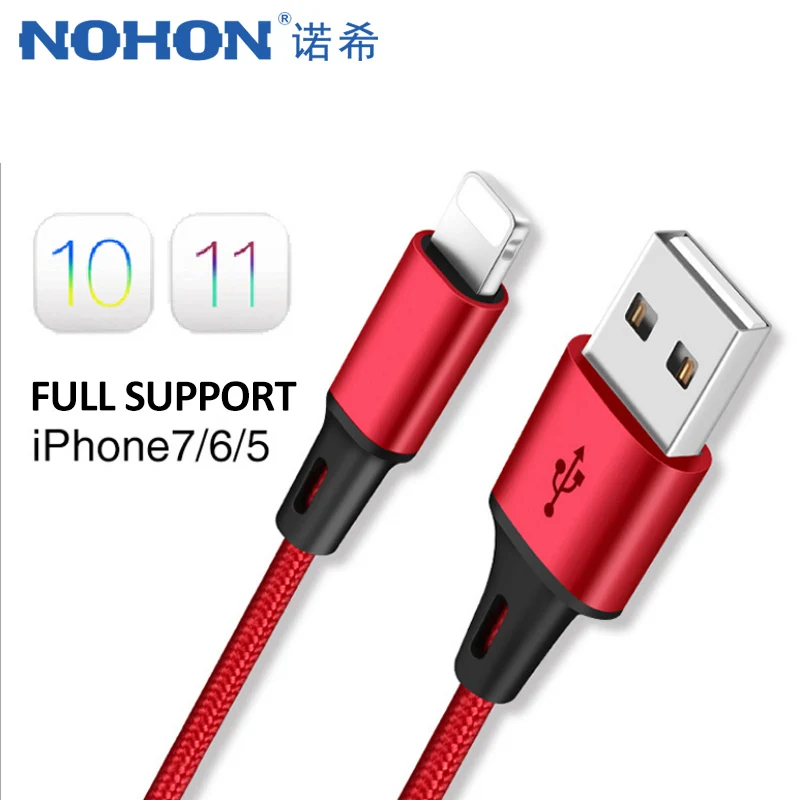 

NOHON Nylon Sync Data Charging Cable For iPhone 5 6 7 8 Plus X XS MAX XR Charger Line For iPad Mini 1 2 3 4 Lighting Charge Cord