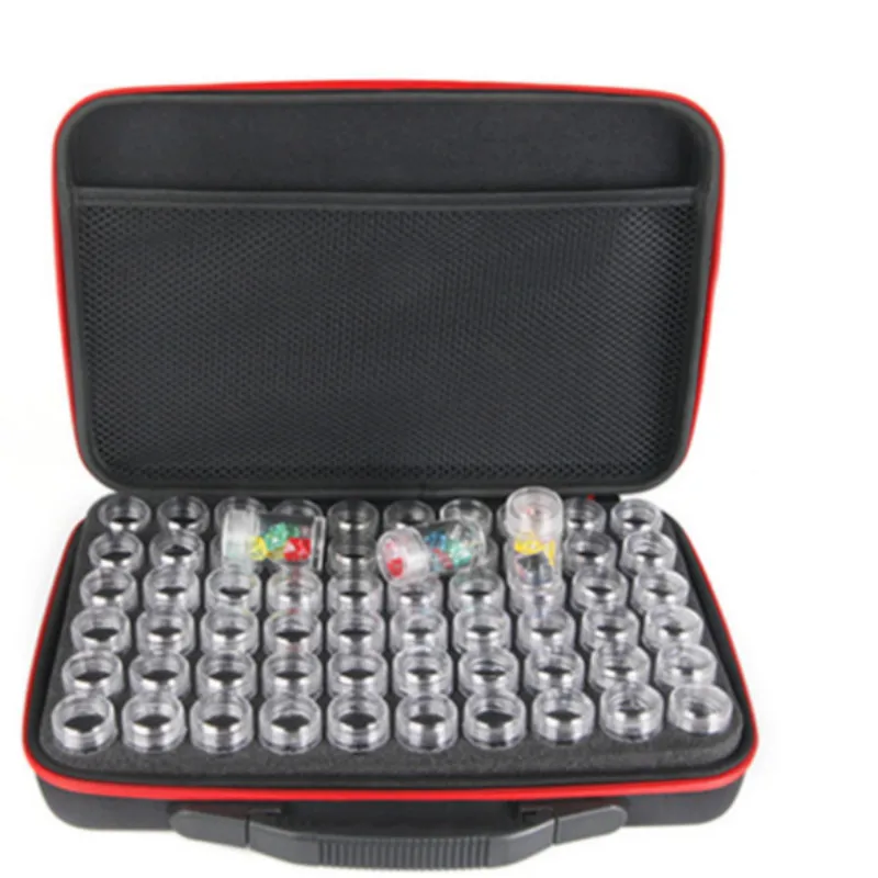 

New 60 Bottles Diamond Painting Box Tool Accessories Container Storage Box Carry Case Holder Hand Bag Zipper Design Durable