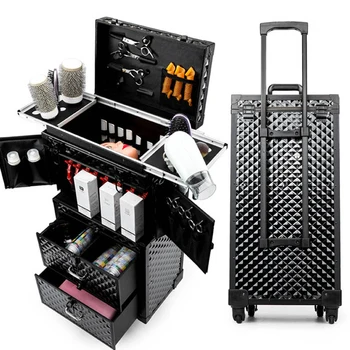 

Women large capacity Trolley Cosmetic case Rolling Luggage bag,Nails Makeup Toolbox,Multi-layer Beauty Tattoo Trolley Suitcase