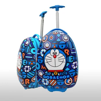

16 inch Lovely Cartoon Trolley Case Child Trip Doraemon Egg Shaped luggage Cat suitcases Baby Luggage