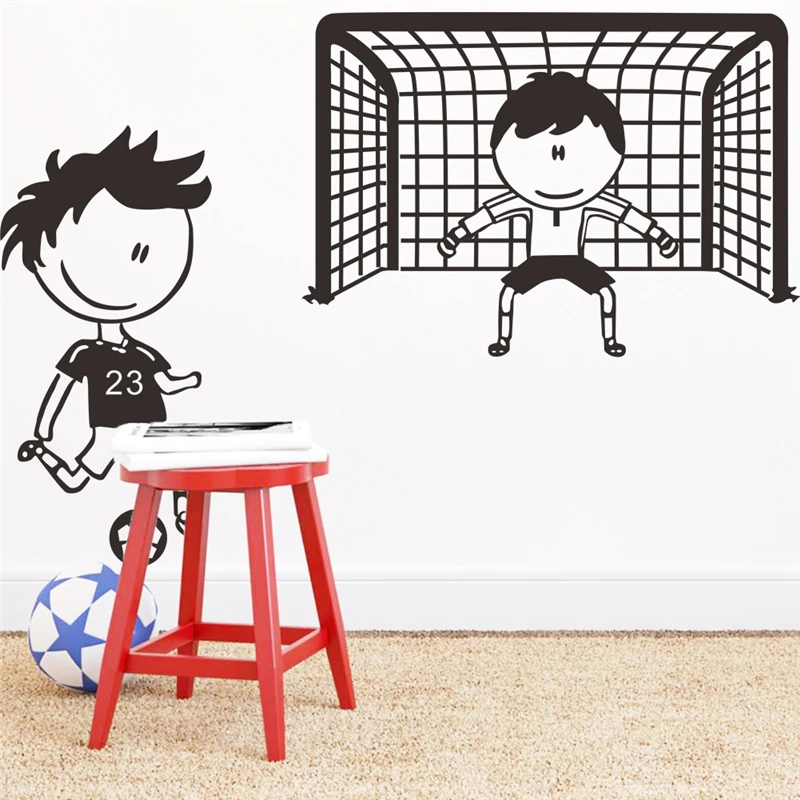 Kid Plays Football Soccer Quote Wall Sticker Boys Room Sport Decor