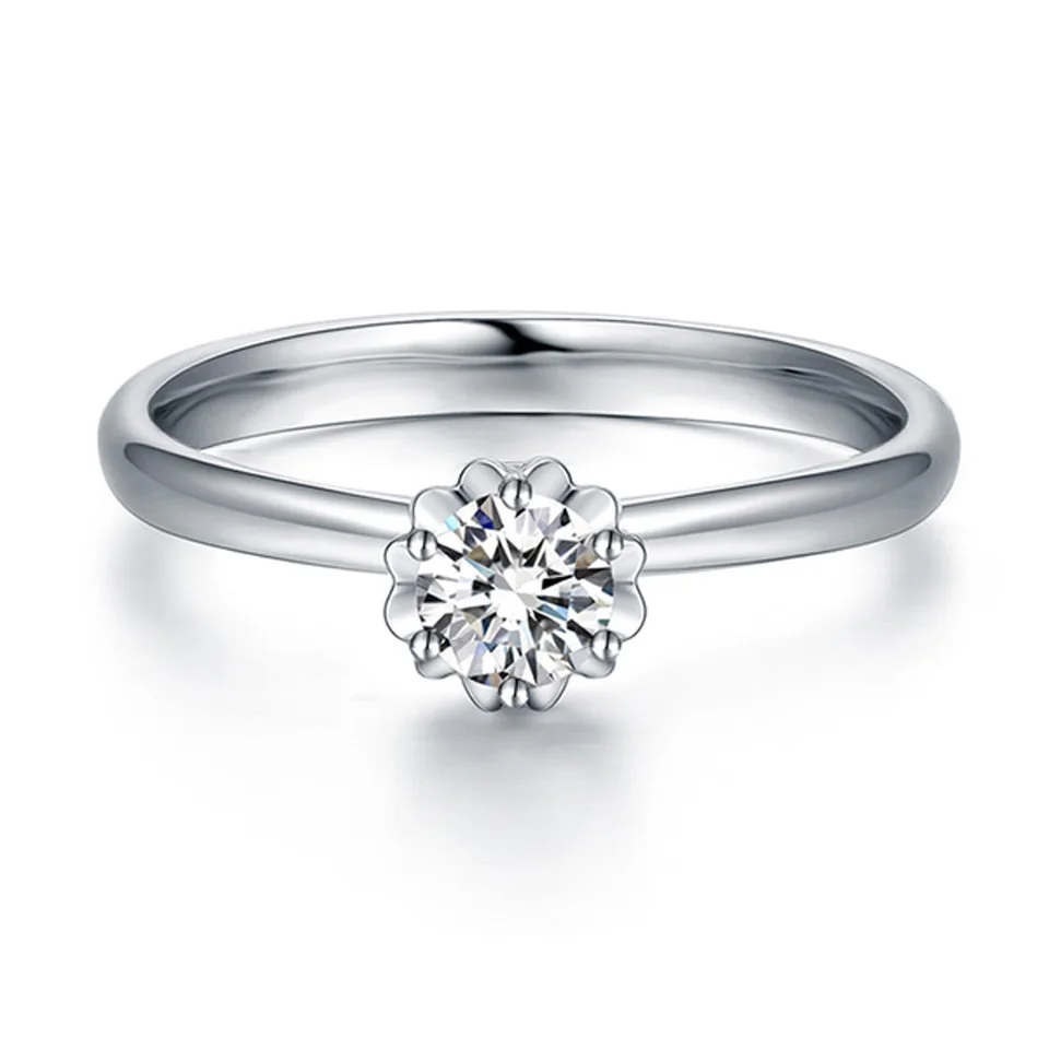 Сертифицированный 0.5CT VS D Цвет Charles Colvard обручальное кольцо из натуральной кожи из белого золота 18 карат Для женщин Ювелирные изделия с алмазами Au750 штамп