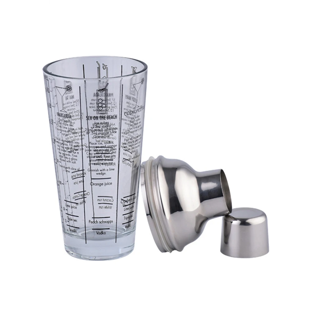 2 Types 400ml Glass Cocktail Shaker 700ml Cocktail Shaker Stainless Steel With Marking Bar Shaker Tools Martini Tool Accessories