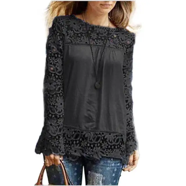 

Free Ostrich Blouses Women 2019 Spring O Neck Casual Lace Blusas Long Sleeve Oversized Plus Size Blouse Tops L2940