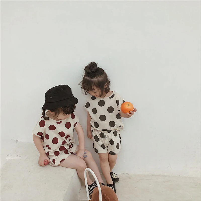 Roupas da Menina Camiseta + Calças Humor Urso Terno Verão Casual Nova Dot Algodão 2 Pçs Conjunto Bodysuit Crianças Bebê Meninas Roupas 12 Humor urso roupas da menina terno verão