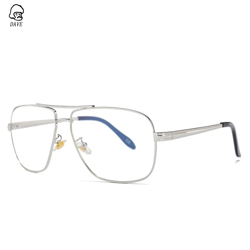 

Dave Vintage Square Metal Frame Eyeglasses Mens Double Beam Clear Lens Glasses Transparent Optical Eyewear Plain Spectacle