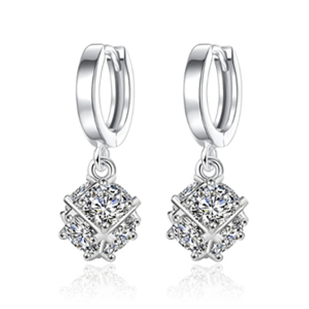 

NEHZY New female models bright crystal box silver color Drop Earrings fashion temperament pizza ball pearl earrings jewelry