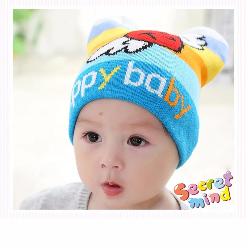 Wool Baby Hat Cartoon Caps Toddler Skullies Warm Headgear Ear Bonnet Winter Infant Beanie Hats Autumn Photography Accessories (5)