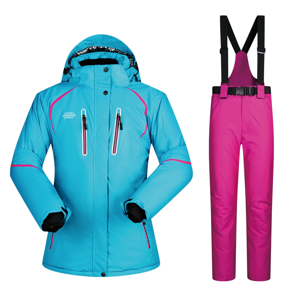 الإناث الشتاء في الهواء الطلق تزلج تريكينج جاكيت وسروال عالية الجودة يندبروف ماء تنفس الحرارية التزلج على الجليد الدعاوى