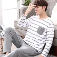 Футболка из бамбукового волокна комплекты с длинными рукавами Пижама с отложным воротником для молодых людей Домашние пижамные комплекты шорты+ футболка