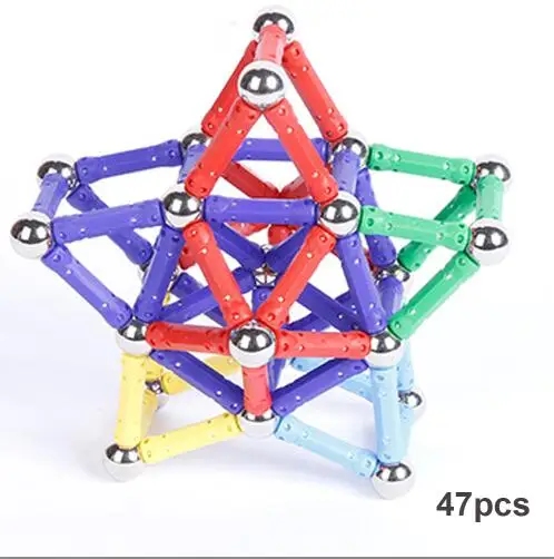 Большие размеры 37-47 шт./компл. магнитные блоки Строительные дизайнерские магниты бруски, палочки металлические шарики Развивающие игрушки для детей, подарки - Цвет: 47pcs set