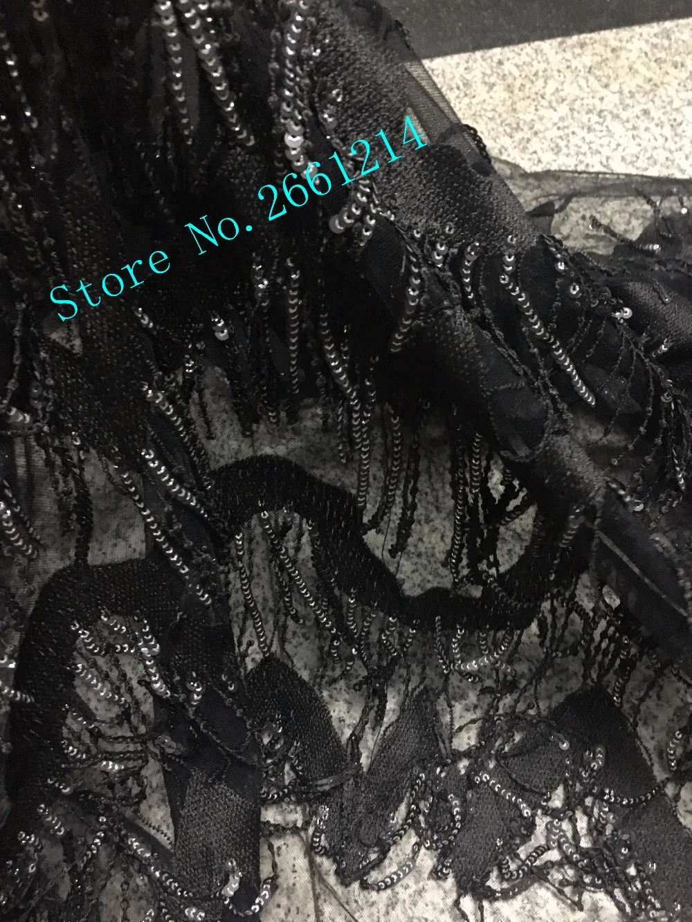 

fashion design french net lace fabric with sequins embroidey mesh tulle net lace in black color BZL-65208 for evening dress