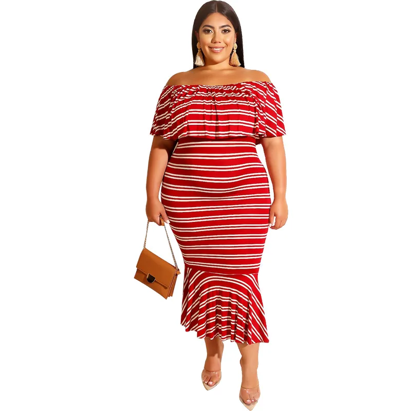 

Adogirl ruffles sleeve cross stripe over shoulder plus size dress ruffles layers casual long dress 5XL empire summer vestido
