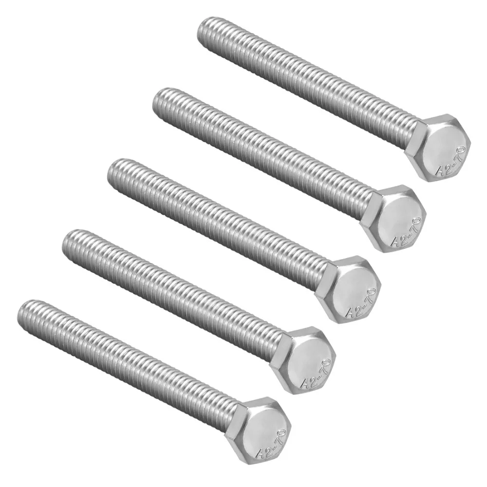 Uxcell 5 шт./лот метрики M8x110mm 304 Нержавеющая Сталь шестиугольная головка болт серебро общая длина 115 мм ширина головки 13 Новый горячий