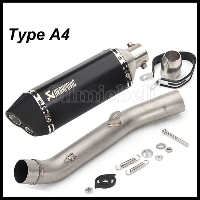 Type A4 Akrapovic выхлопная труба мотоцикла для Kawasaki Z800 выхлопная 2013- без шнуровки выхлопная труба мото Глушитель со средней соединительной трубой - Цвет: Type A4