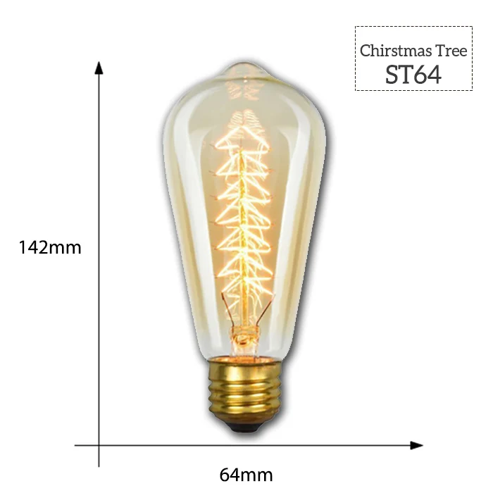 ST64 Christmas Tree Диммируемый Ретро светильник Эдисона E27 40 Вт 110 В 220 В ампула Ретро лампа накаливания винтажный декоративный светильник - Цвет: ST64 Christmas Tree