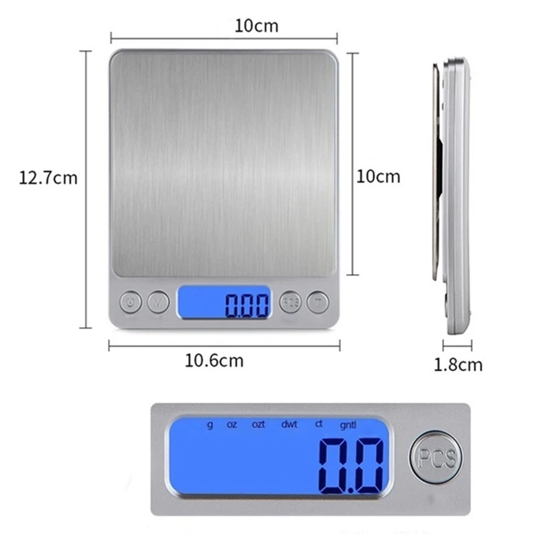 Цифровые кухонные весы Переносные электронные весы Карманный ЖК-дисплей точность ювелирной шкалы Вес баланс кухни 500/1000/2000/3000g