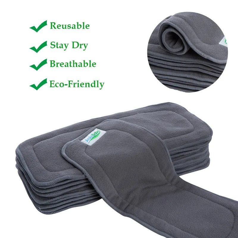 

Reusable 5 Layer Bamboo Charcoal Diaper Insert Baby Changing Pads Super-absorbency Nappy Changing Mats Liners Fit Diapers HA031S