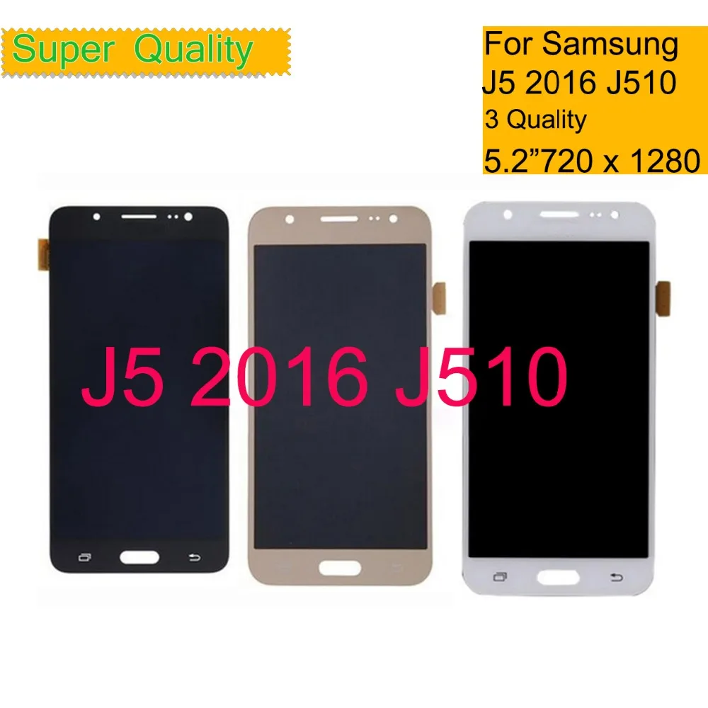 

SUPER AMOLED For SAMSUNG GALAXY J5 2016 J510 J510F SM-J510F LCD Display Touch Screen Digitizer Panel Pantalla monitor Assembly