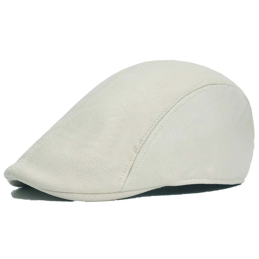 Мужские шапки-береты для гольфа для вождения, кожаная кепка, Повседневная Уличная шляпа в стиле Гэтсби CSHAT0360 - Цвет: Beige