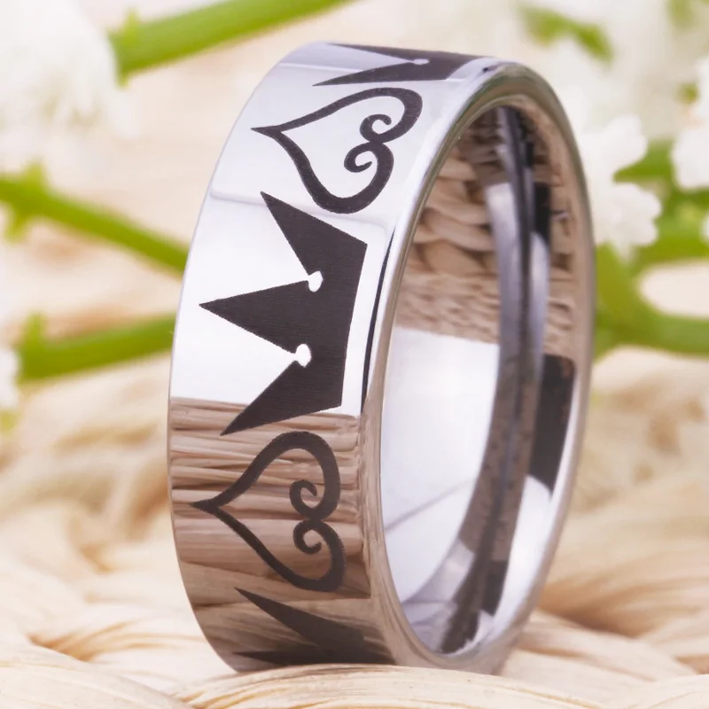 YGK ювелирные изделия, модное обручальное кольцо для женщин и мужчин, Королевство, сердца, дизайн, Серебряное вольфрамовое кольцо, любовь, кольцо для помолвки вечерние кольца
