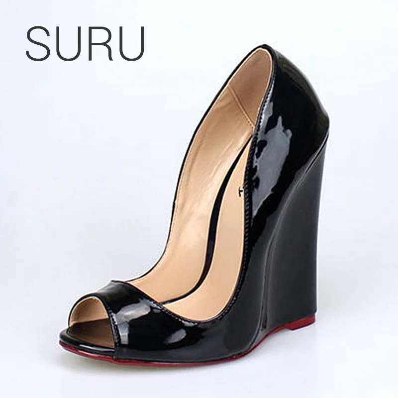 SURU 141cm High Heel Peep Toe Wedges Sandals Pumps