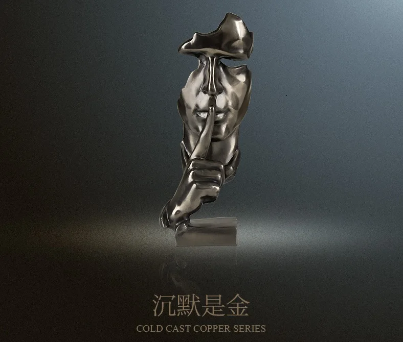 

Silence is gold Decorative Craft Resin Figure Statue Abstract Sculpture Arts Modern Decoration for Home Decor Christmas Gifts S