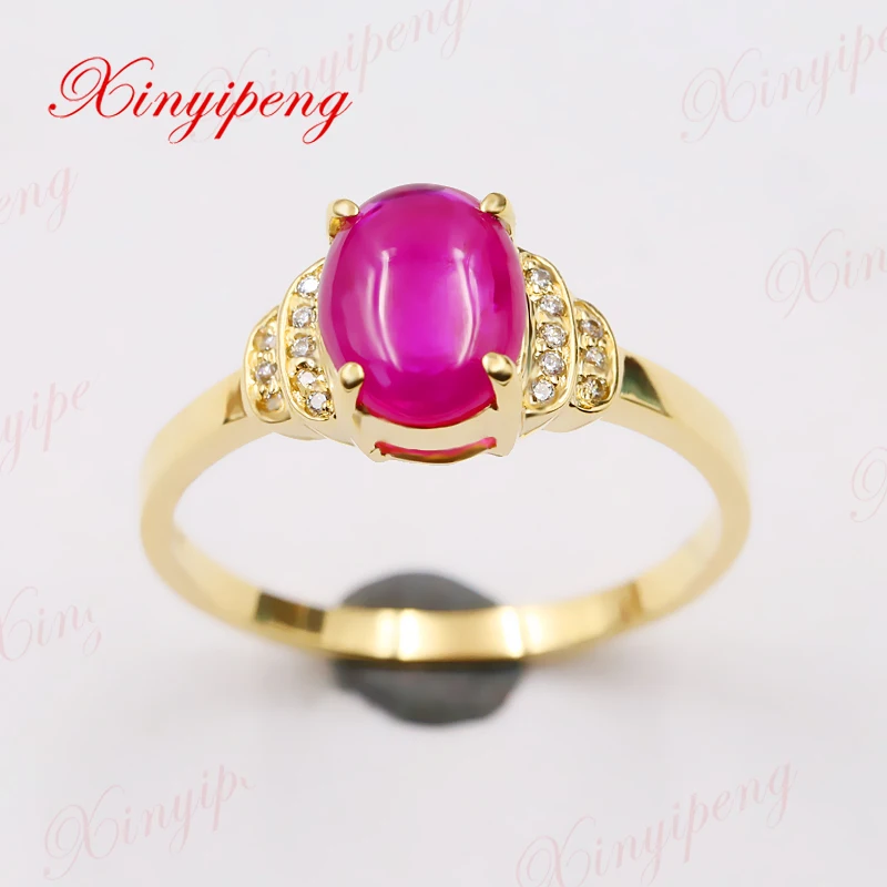 Кольцо Xinyipeng18K из розового золота инкрустированное натуральным Рубином красивая