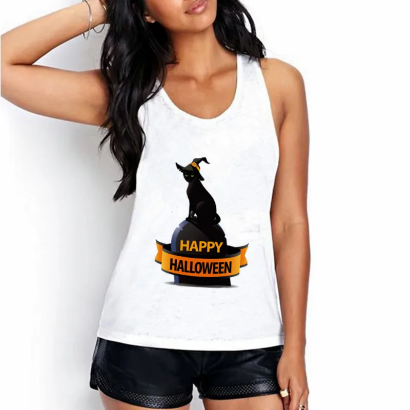 CDJLFH, летний женский топ, модная футболка с рисунком кота каваи, Харадзюку, без рукавов, с круглым вырезом, женские белые майки, топы, рубашка, BX255 - Цвет: 252