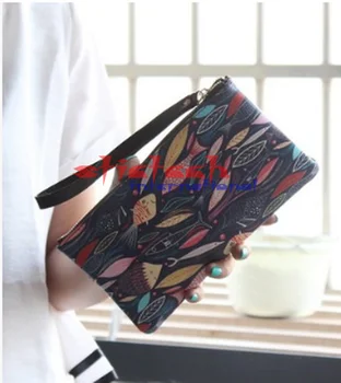 

by dhl or ems 200pcs fashion Women Graffiti Wallet Long Leather Printing Vintage Purse for girls Phone Bag Zipper Coin Bag