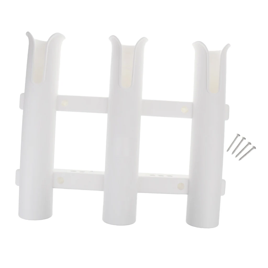 Boat Fishing Vertically Mounted PP 3 Pole Rod Holder Storage Rack with 4 Mounting Screws White