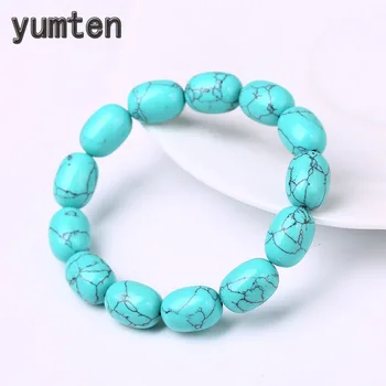 

Turquoise Bracelet Crystal Bead Emerald Chain Women Accessories Men Vintage Jewelry Natural Stone Charm Bangles Amulet