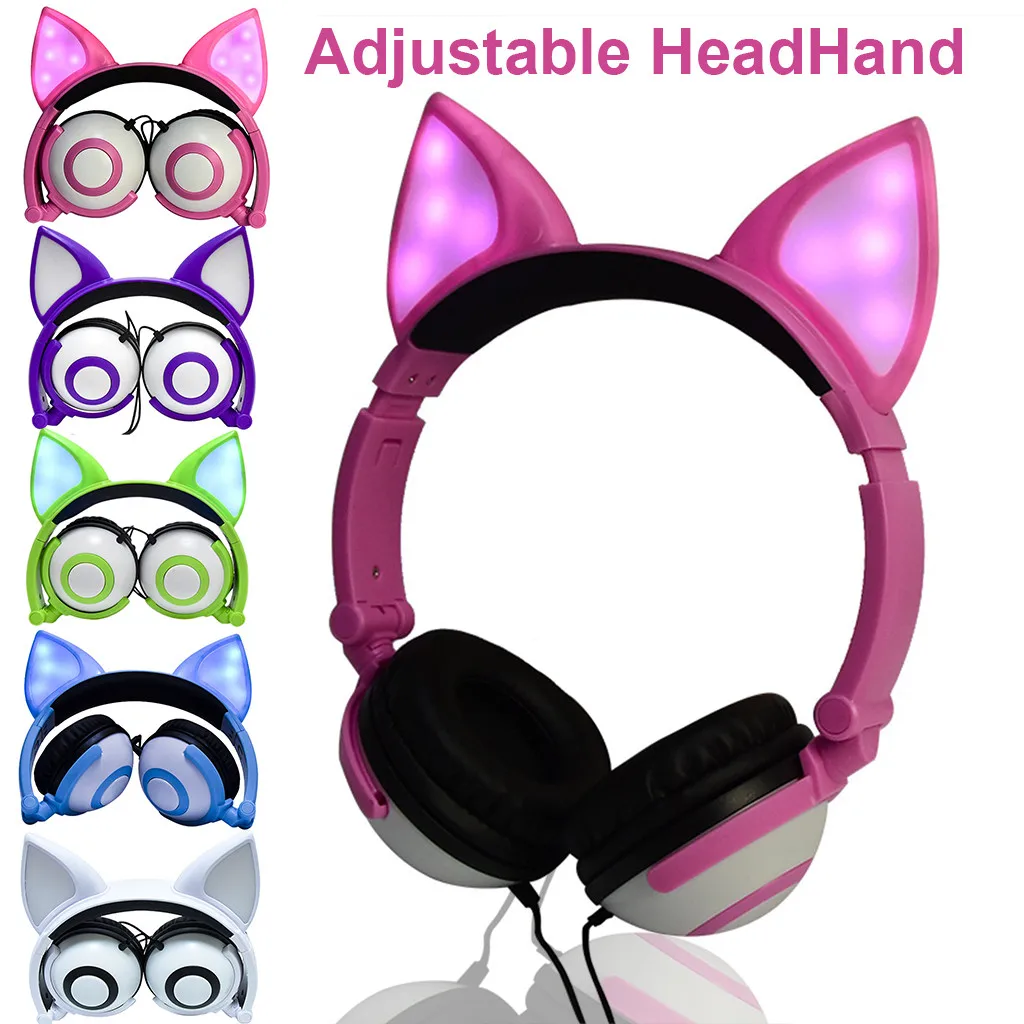 

Cat Earphones Flashing Glowing FOX Ear Headphone Gaming Headset LED Light Earphone cat ear headphones Gaming Headset Earphone
