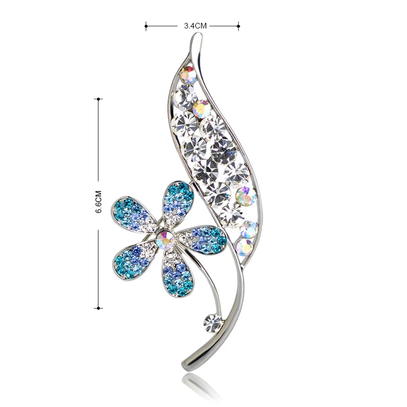 Женская Брошь с фиолетовым кристаллом Funmor брошь в форме цветка листьями