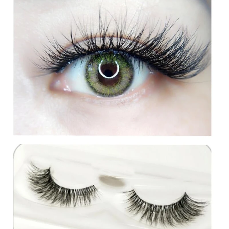 

Mink 3D False Eyelashes Handmade Transparent Stem Natural Long Cross Eyelashes Winged Party Dating Makeup Thick Fake Eyelashes