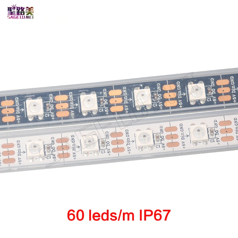 1 м/5 м DC5V индивидуально адресуемых ws2812b Светодиодные полосы ws2811ic встроенный 30/60/144 пикселей, умный rgb светодиодный светильник лента IP67