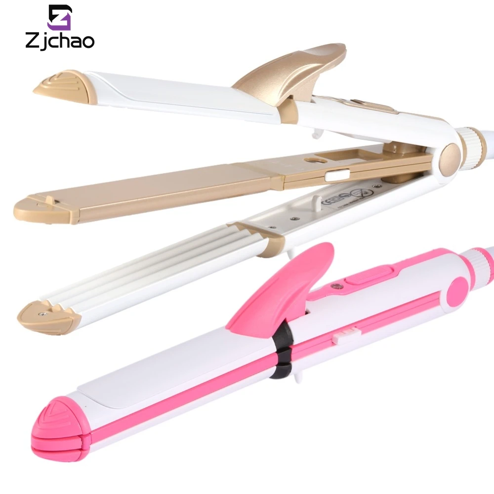 

Multi-function Electric Ceramic Corn Plate Hair Straightening Curling Iron Styling Tool Pink/Gold