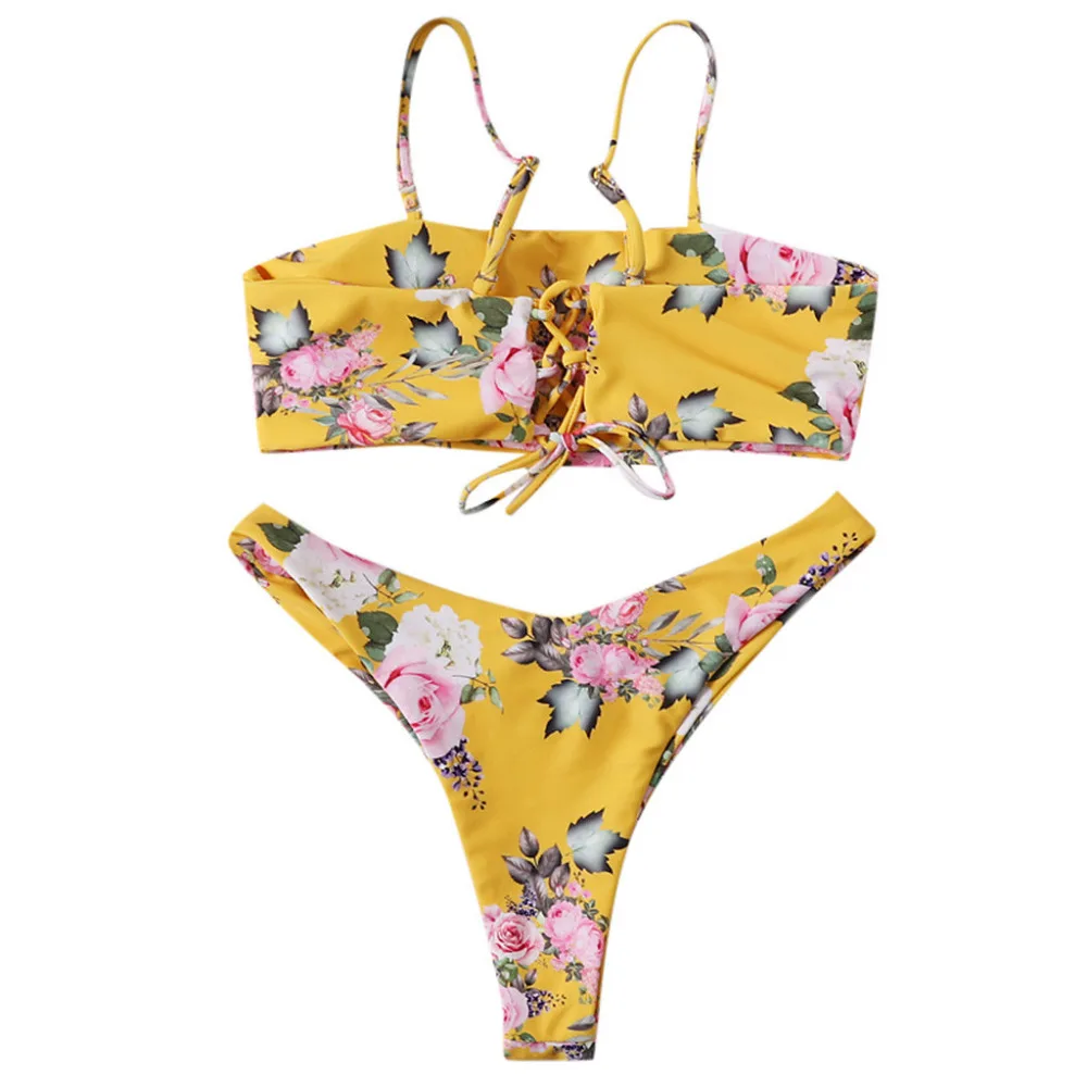 2019 woman summer sexy peony flower print bikini set swimsuit push up pretty brazil beach set bikinis e fatos de banho 40J5 (4)
