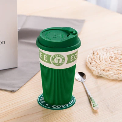 Простая индивидуальная керамическая чашка кофейная чашка заказной логотип кружка креативная офисная чашка кружки - Цвет: Silicone Lid Green