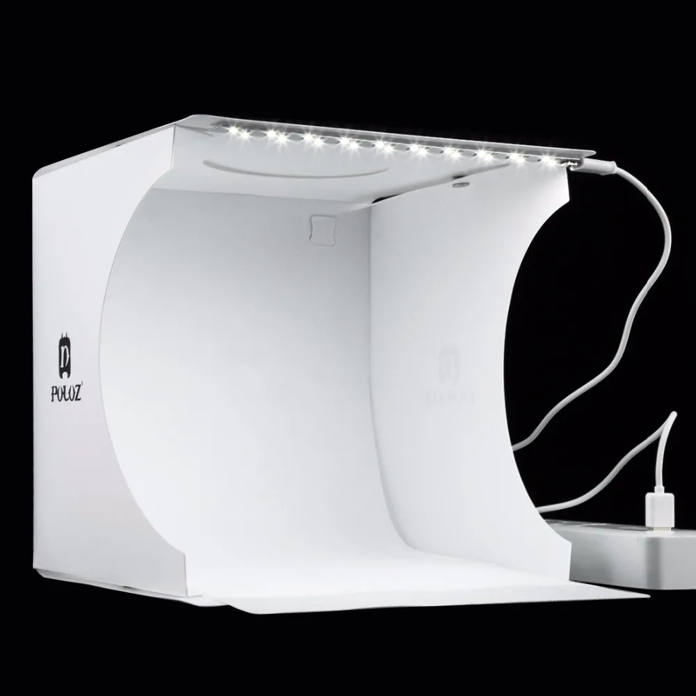 

PULUZ 20*20cm 8"Mini Folding Studio Diffuse Soft Box Lightbox With LED Light Black White Photography Background Photo Studio box