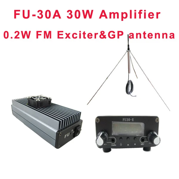 FMUSER FU-30E CZH-30E 30 Вт Профессиональный FM Выходная мощность усилителя exicter GP100 1/4 волны антенны с адаптером питания комплект